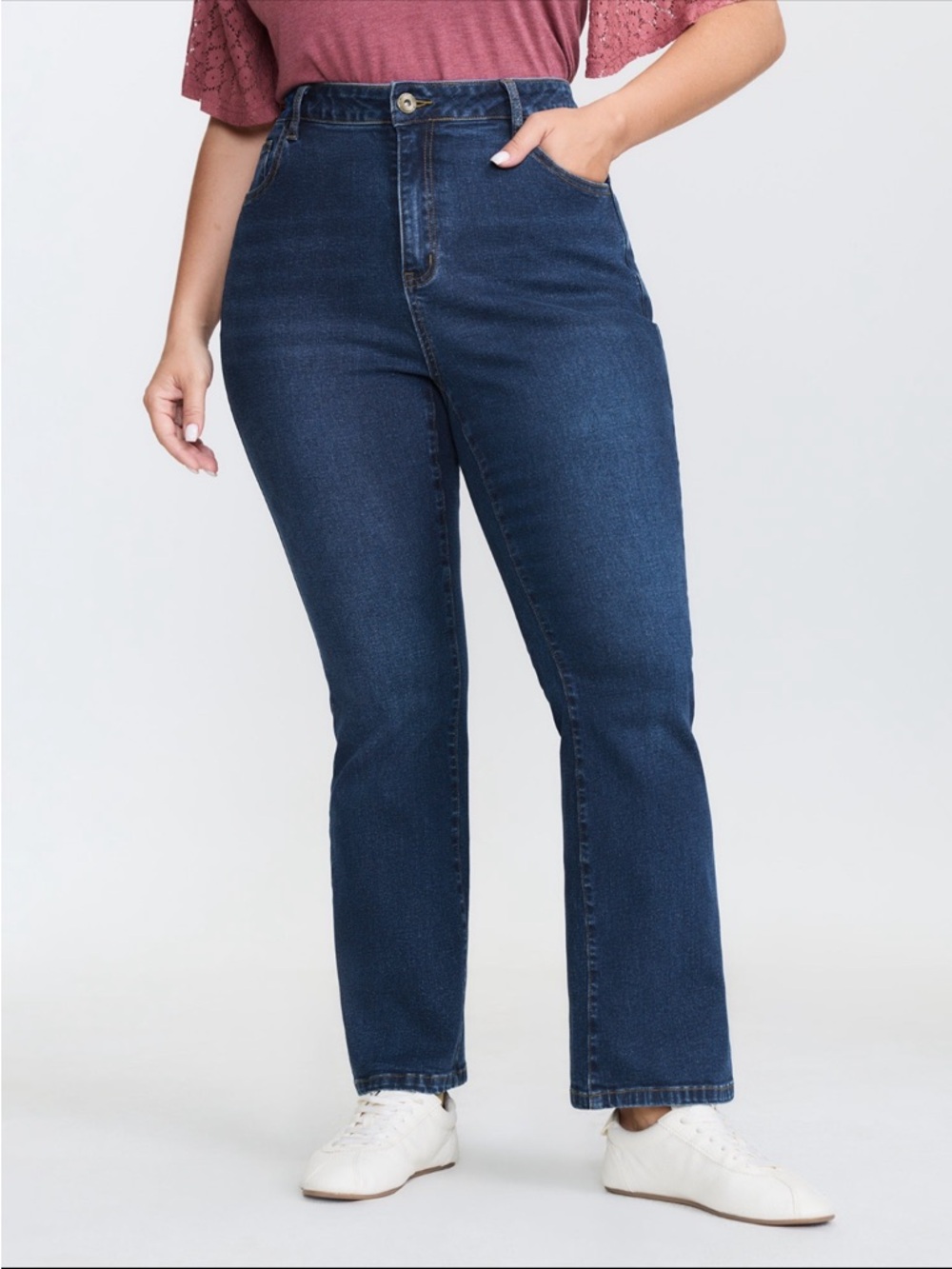BloomChic Indigo Straight Leg High-Rise Jeans